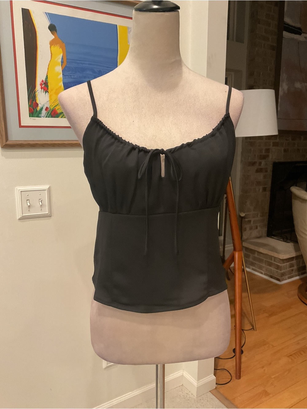 J.O.A. Black Spaghetti Strap Tie-Front Camisole